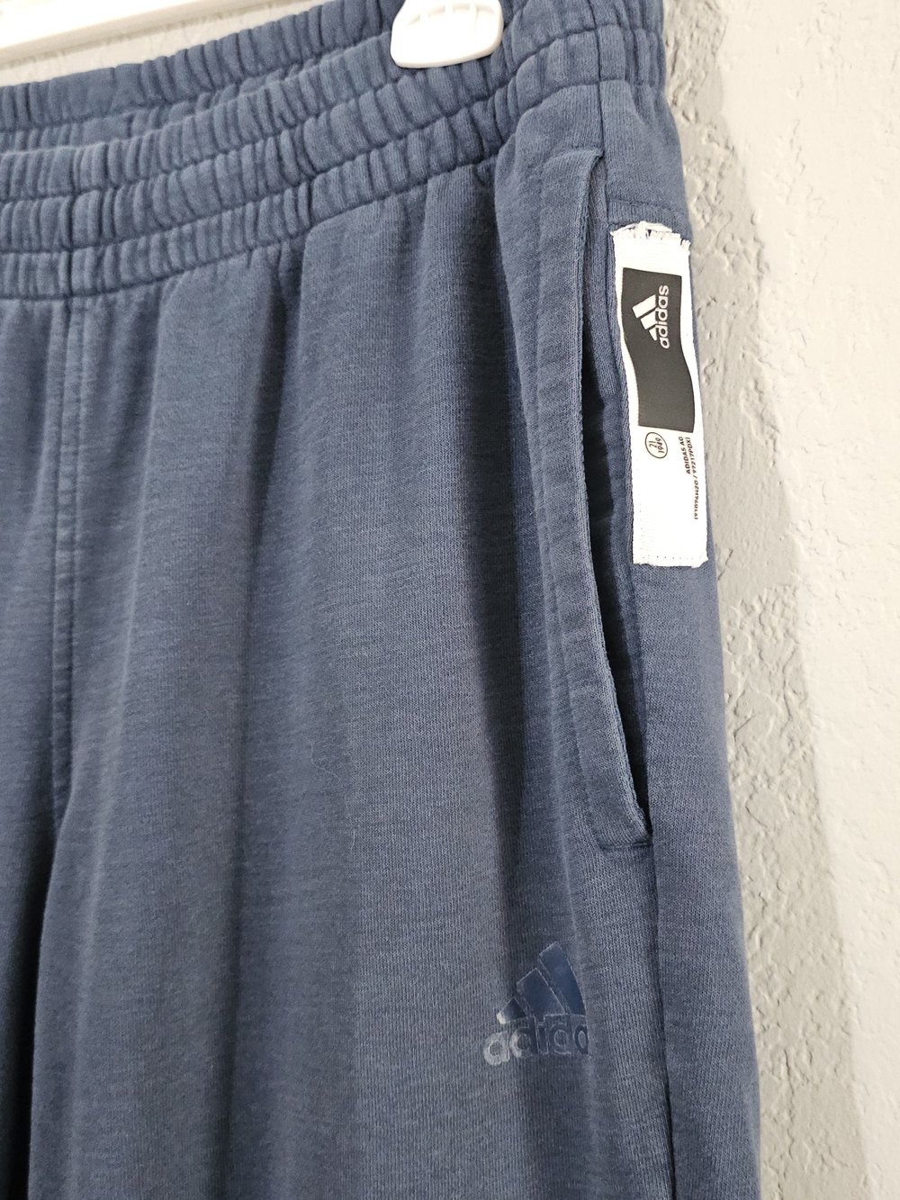adidas Pull On Jogger Sweatpants Dark Blue Mens Medium Elastic Waist - Picture 2 of 9